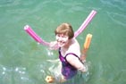 Marilyn swims in the lake